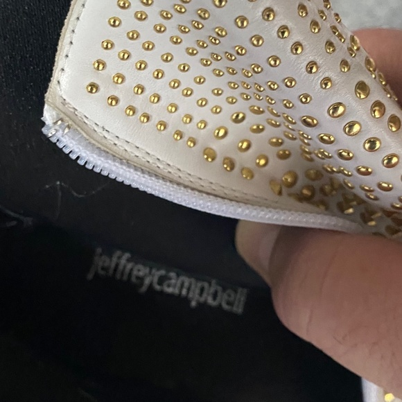 Jeffrey Campbell white ankle boots with gold studding - Picture 6 of 6